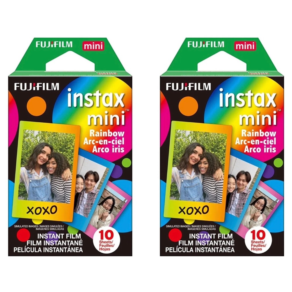 2 Packs Fujifilm Instax Mini Instant Film Rainbow 10 Sheets Per Box - NEW!